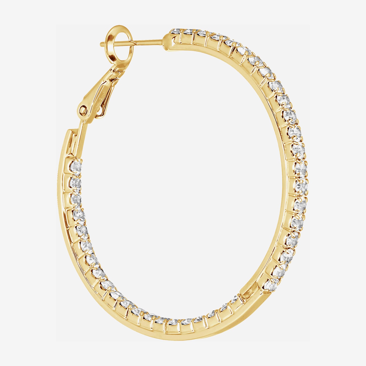 Sparkle Allure Womens Crystal 14K Gold Over Brass 36mm Hoop Earrings