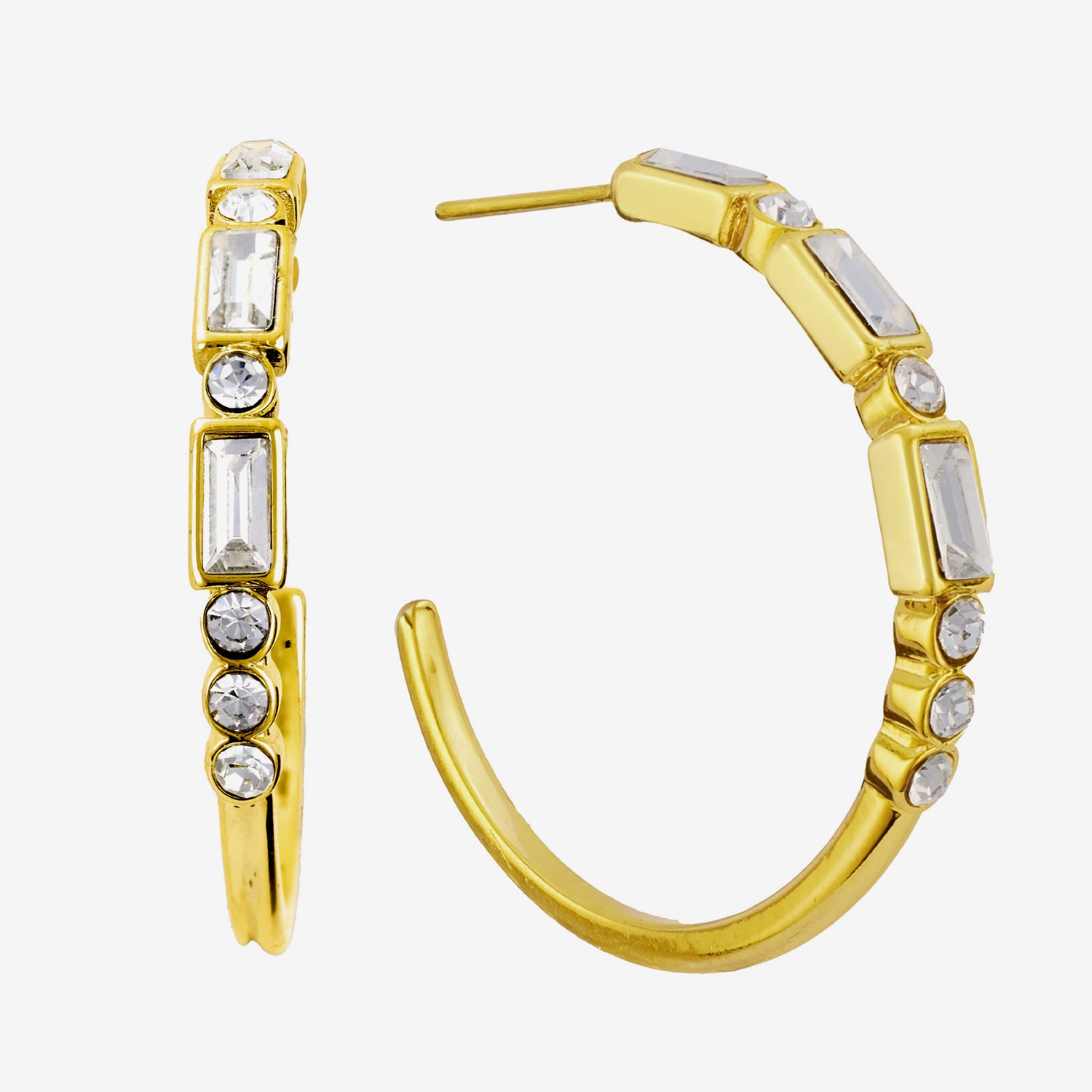 Sparkle Allure Womens Crystal 14K Gold Over Brass 30mm Hoop Earrings