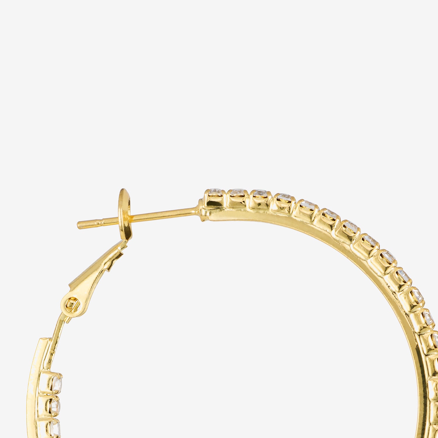 Sparkle Allure Womens Crystal 14K Gold Over Brass 36mm Hoop Earrings
