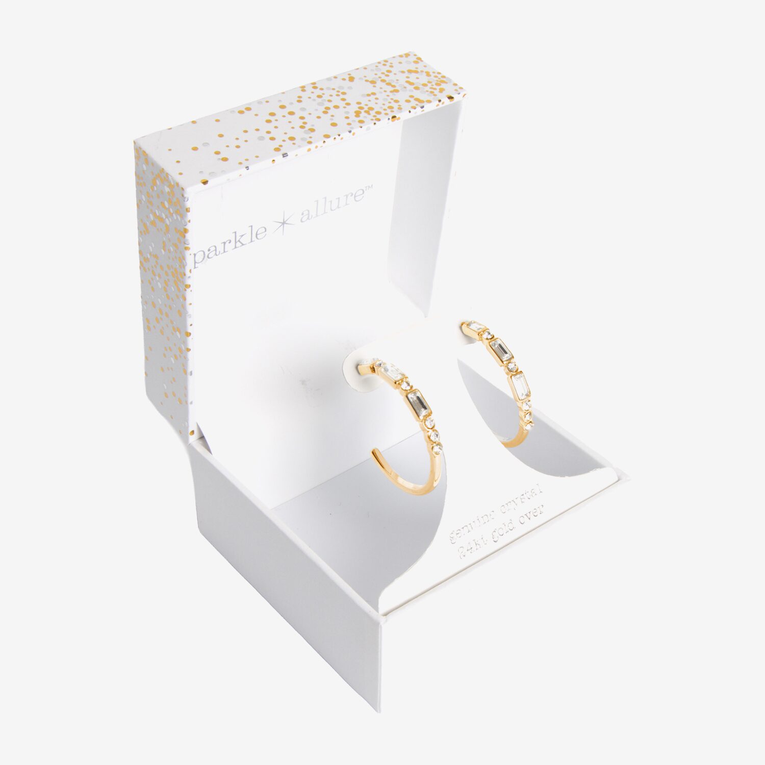 Sparkle Allure Womens Crystal 14K Gold Over Brass 30mm Hoop Earrings