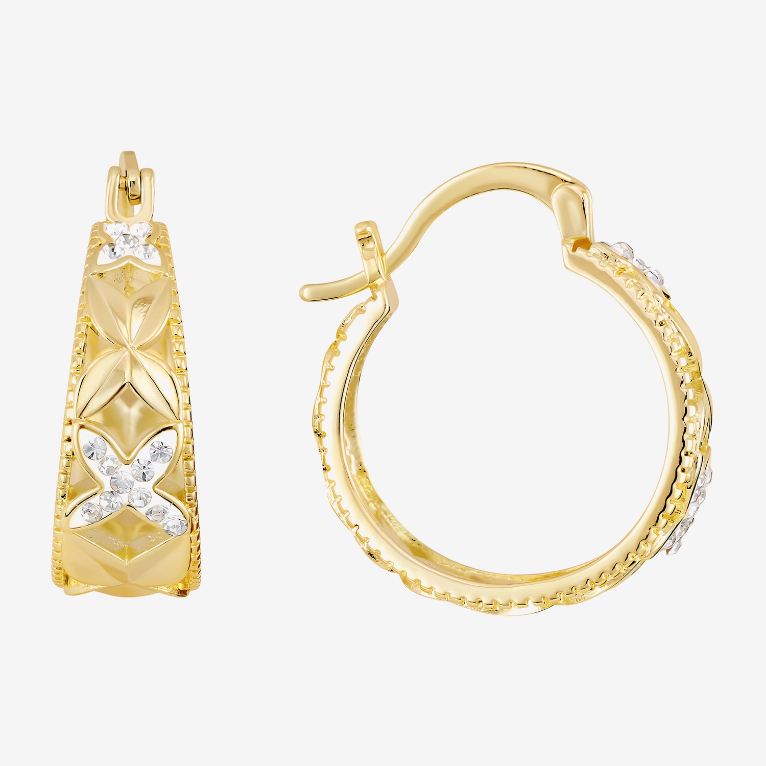 Sparkle Allure Womens Crystal 14K Gold Over Brass 24mm Hoop Earrings