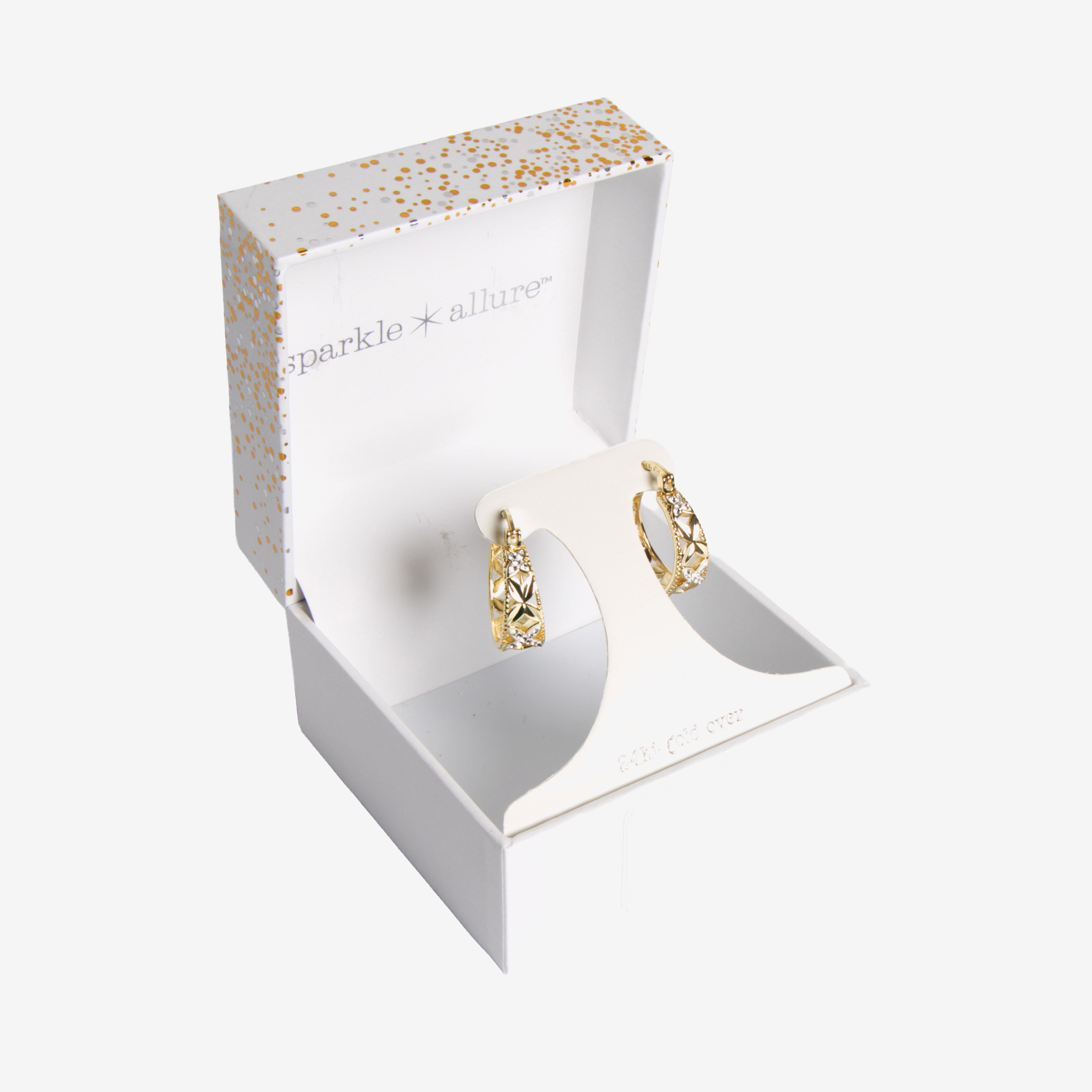 Sparkle Allure Womens Crystal 14K Gold Over Brass 24mm Hoop Earrings