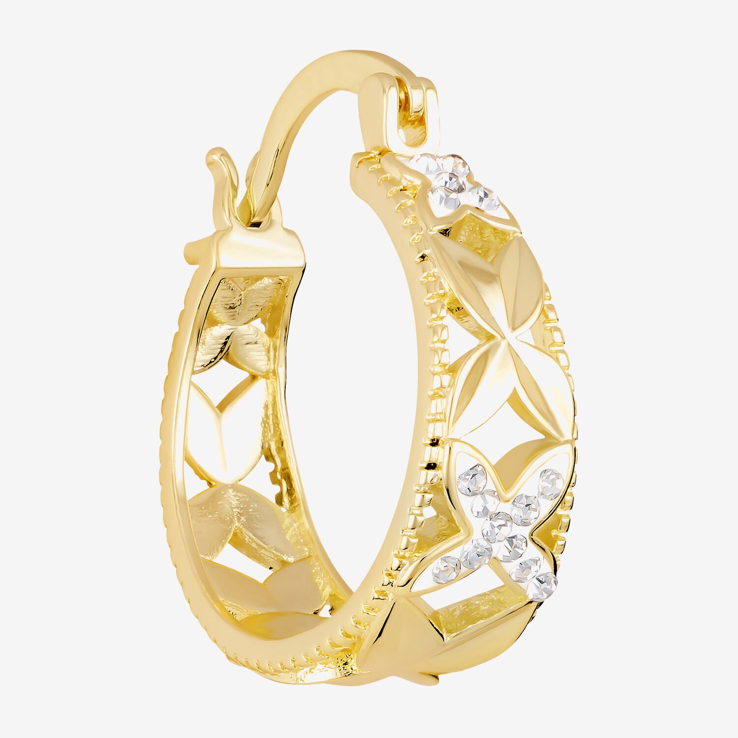 Sparkle Allure Womens Crystal 14K Gold Over Brass 24mm Hoop Earrings