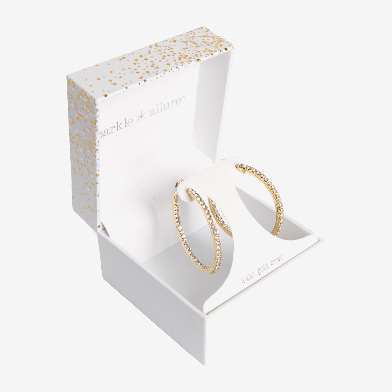 Sparkle Allure Womens Crystal 14K Gold Over Brass 36mm Hoop Earrings