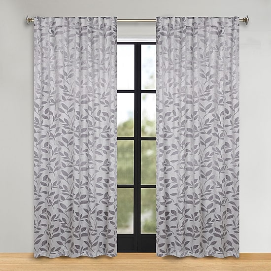 SUPERIOR® Leaves Back Tab Energy Saving Room Darkening Set of 2 Curtain Panel