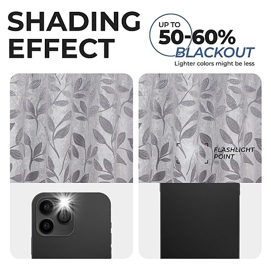 SUPERIOR® Leaves Back Tab Energy Saving Room Darkening Set of 2 Curtain Panel