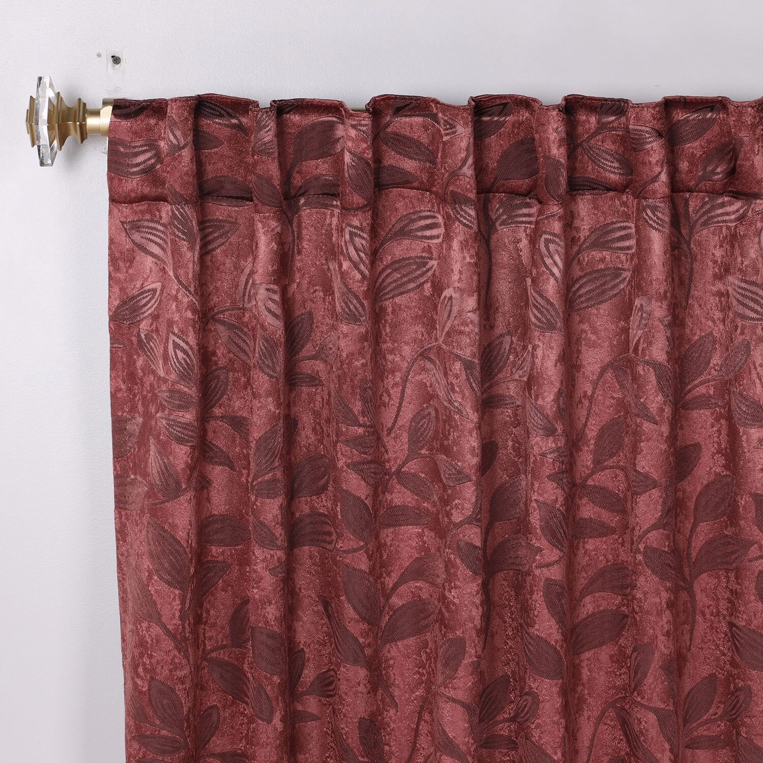 SUPERIOR® Leaves Back Tab Energy Saving Room Darkening Set of 2 Curtain Panel