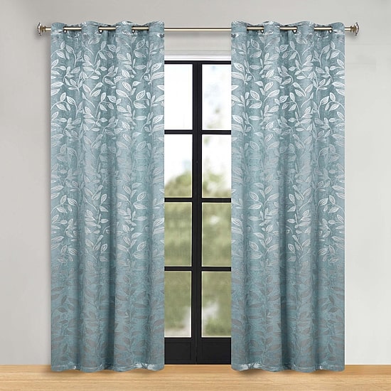 SUPERIOR® Leaves Grommet Top Energy Saving Room Darkening Set of 2 Curtain Panel
