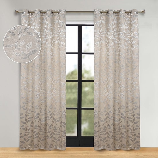 SUPERIOR® Leaves Grommet Top Energy Saving Room Darkening Set of 2 Curtain Panel