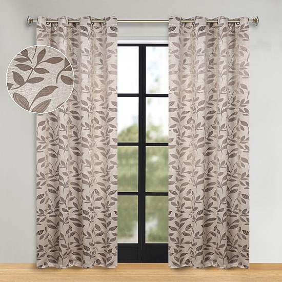 SUPERIOR® Leaves Grommet Top Energy Saving Room Darkening Set of 2 Curtain Panel