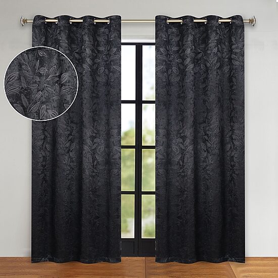 SUPERIOR® Leaves Grommet Top Energy Saving Room Darkening Set of 2 Curtain Panel