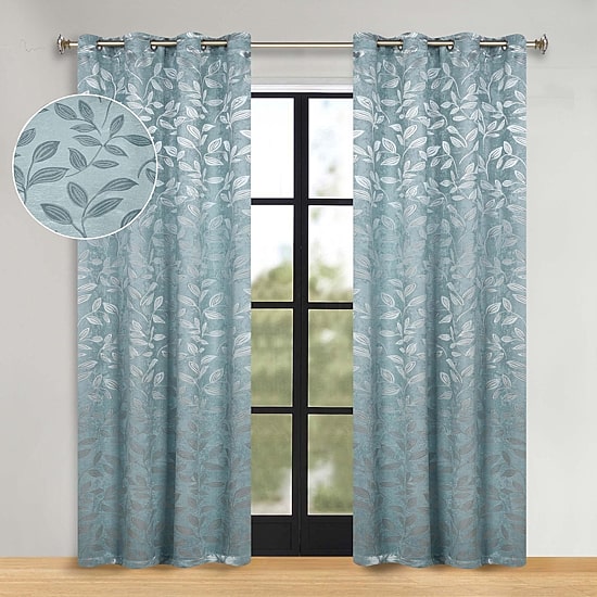 SUPERIOR® Leaves Grommet Top Energy Saving Room Darkening Set of 2 Curtain Panel