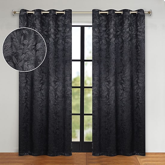 SUPERIOR® Leaves Grommet Top Energy Saving Room Darkening Set of 2 Curtain Panel