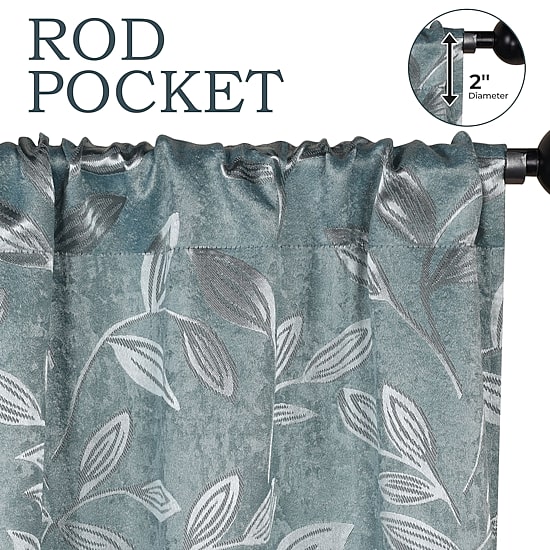 SUPERIOR® Leaves Rod Pocket Energy Saving Room Darkening Set of 2 Curtain Panel
