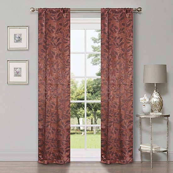 SUPERIOR® Leaves Rod Pocket Energy Saving Room Darkening Set of 2 Curtain Panel