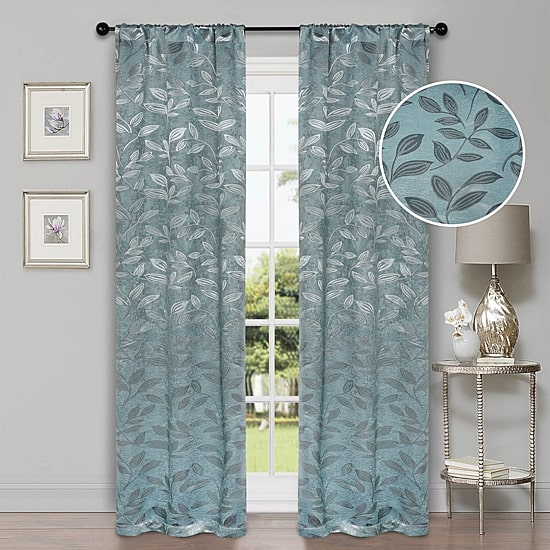 SUPERIOR® Leaves Rod Pocket Energy Saving Room Darkening Set of 2 Curtain Panel