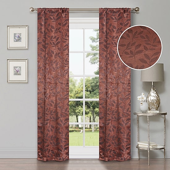 SUPERIOR® Leaves Rod Pocket Energy Saving Room Darkening Set of 2 Curtain Panel