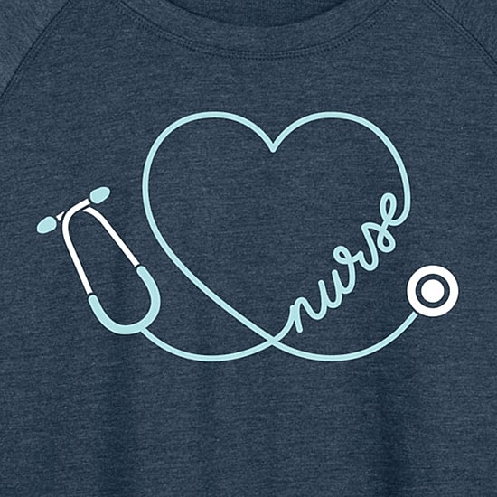 Nurse Womens Round Neck Long Sleeve Regular Fit Graphic T-Shirt