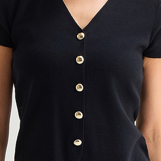 Liz Claiborne Womens V Neck Short Sleeve Pullover Sweater