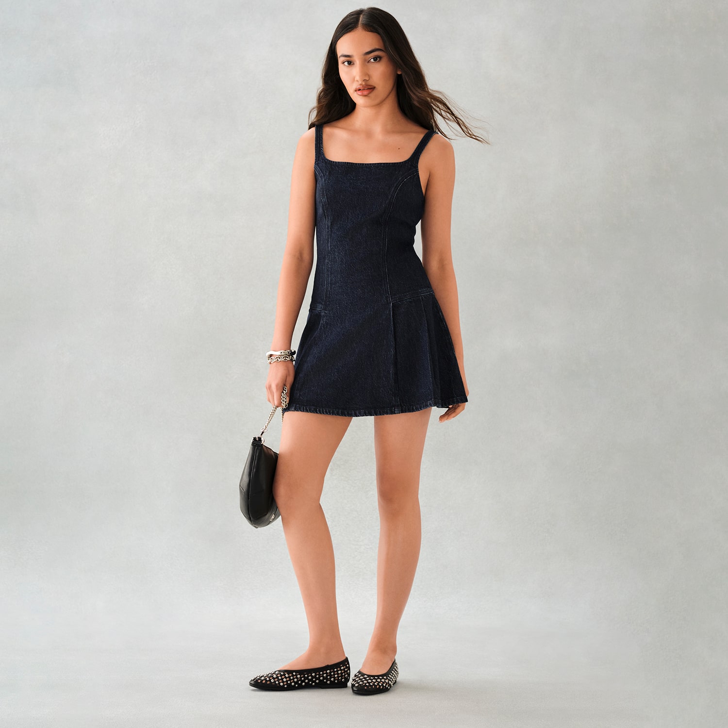 a.n.a Womens Square Neck Sleeveless A-Line Dress