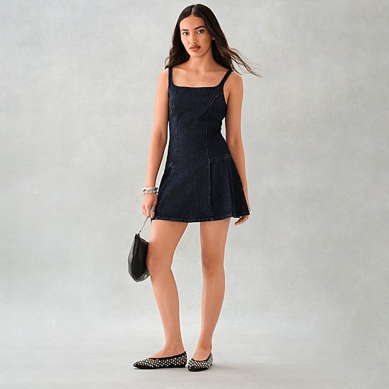 A.N.A Womens Square Neck Sleeveless A-Line Dress
