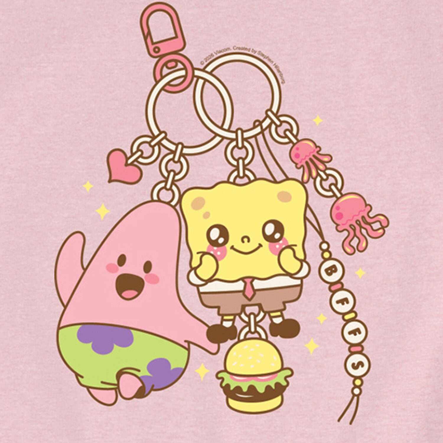 Patrick Keychain Big Kid Girls Crew Neck Short Sleeve Regular Fit Spongebob Graphic T-Shirt