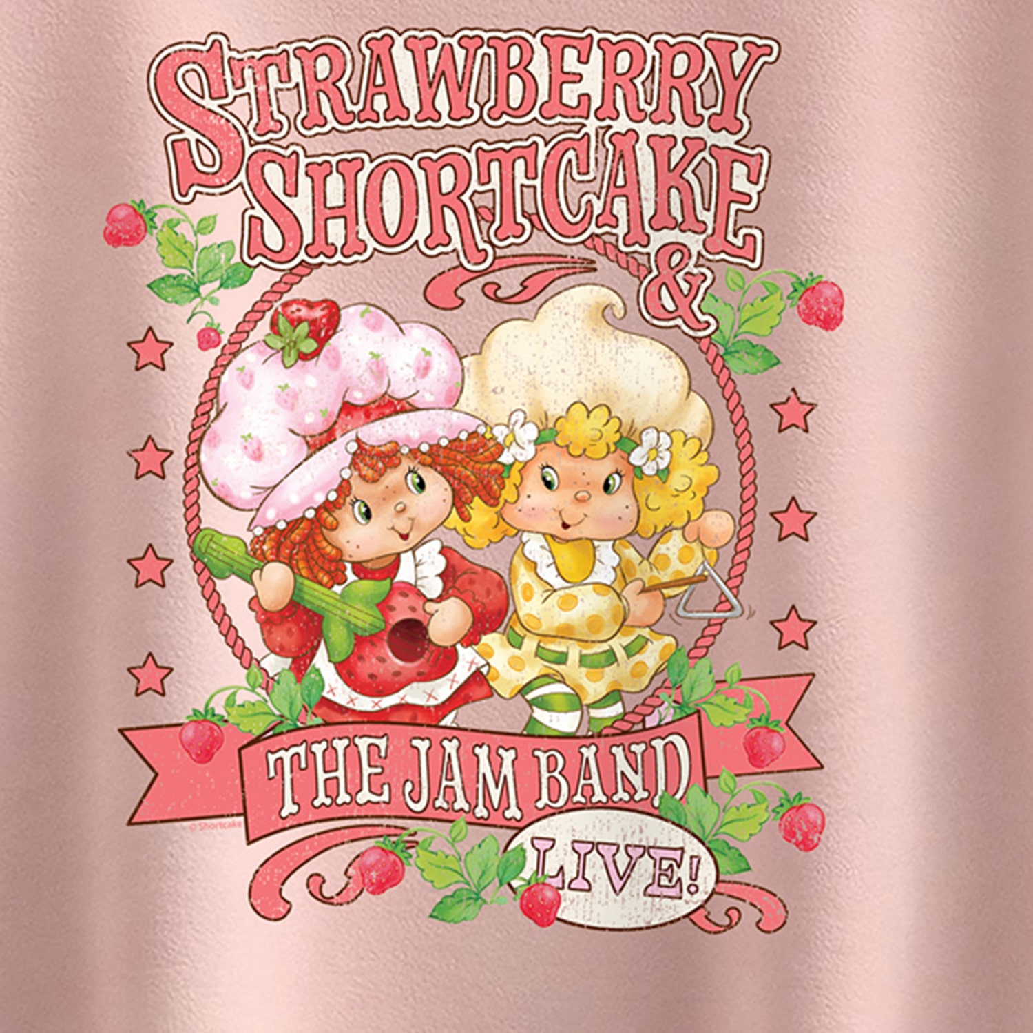 Jam Band Big Kid Girls Crew Neck Short Sleeve Regular Fit Strawberry Shortcake Graphic T-Shirt