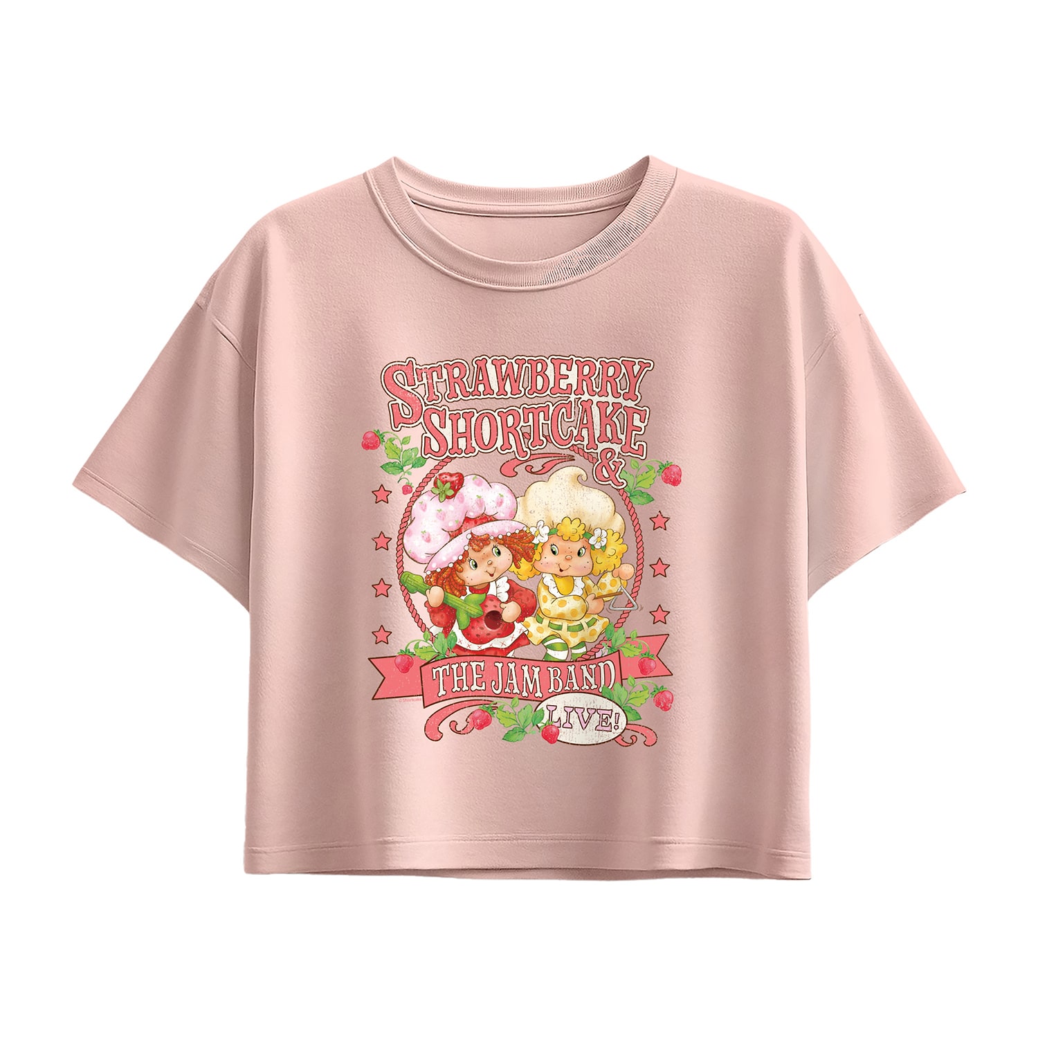 Jam Band Big Kid Girls Crew Neck Short Sleeve Regular Fit Strawberry Shortcake Graphic T-Shirt