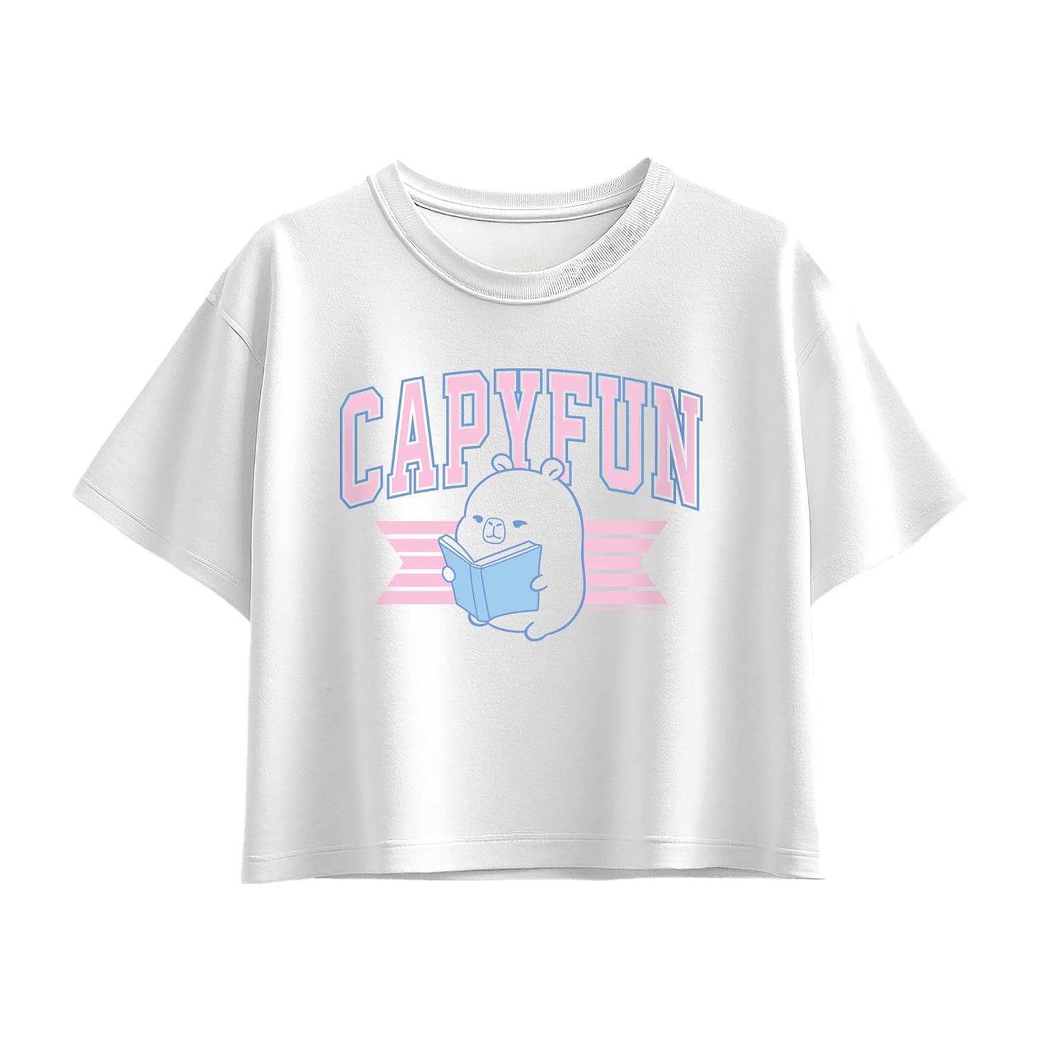 Capybara Book Collegiate Big Kid Girls Crew Neck Short Sleeve Regular Fit Graphic T-Shirt