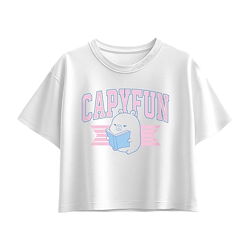 Air Waves Capybara Book Collegiate Big Kid Girls Crew Neck Short Sleeve Regular Fit Graphic T-shirt In White