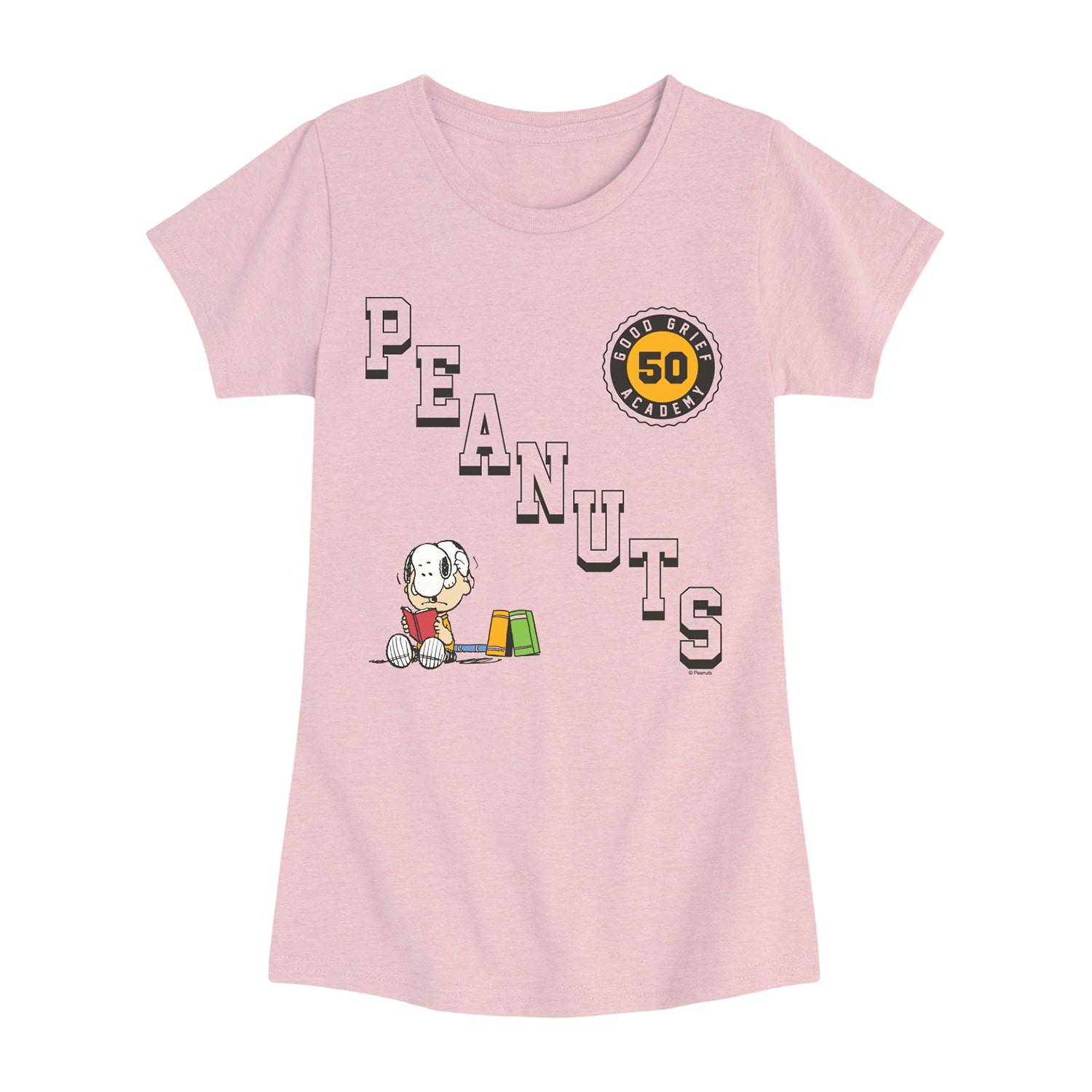 School Collegiate Big Kid Girls Crew Neck Short Sleeve Regular Fit Peanuts Snoopy Graphic T-Shirt