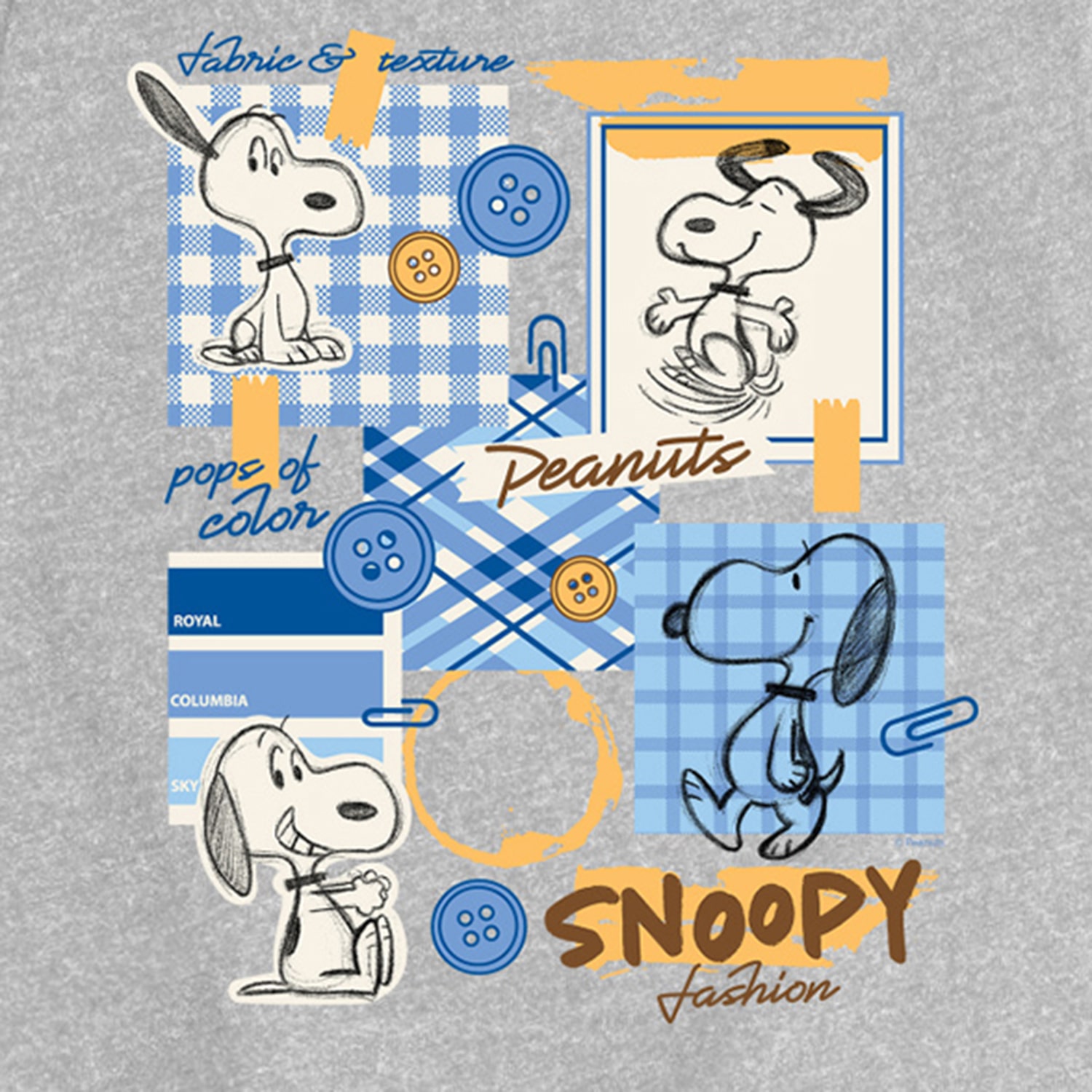 Fashion Sketchbook Big Kid Girls Crew Neck Short Sleeve Regular Fit Peanuts Snoopy Graphic T-Shirt