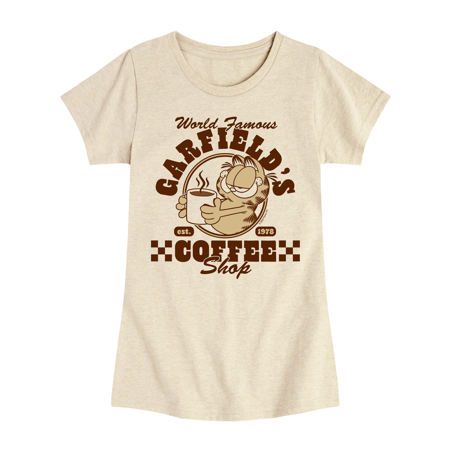 Coffee Shop Big Kid Girls Crew Neck Short Sleeve Regular Fit Garfield Graphic T-Shirt