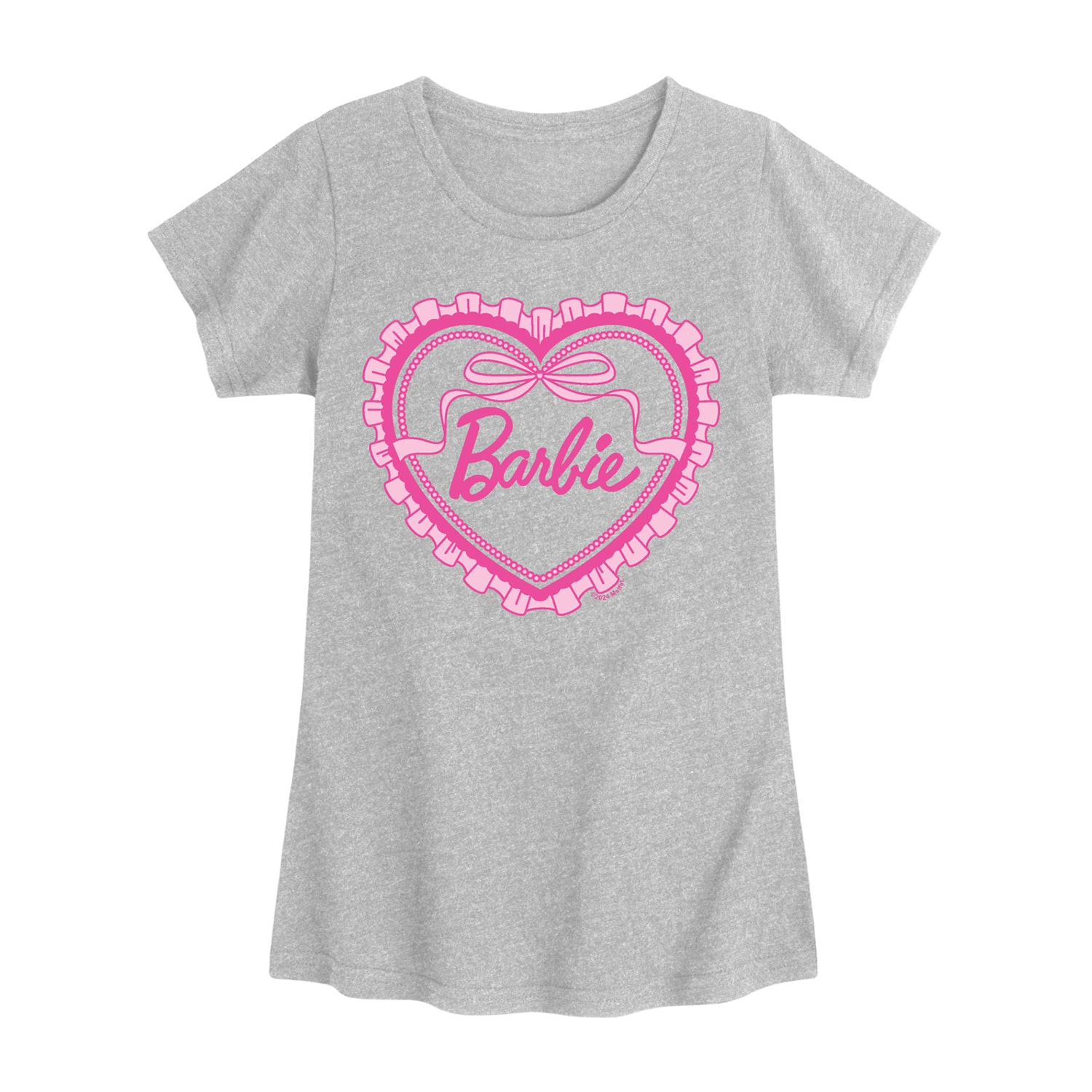 Coquette Heart Big Kid Girls Crew Neck Short Sleeve Regular Fit Barbie Graphic T-Shirt