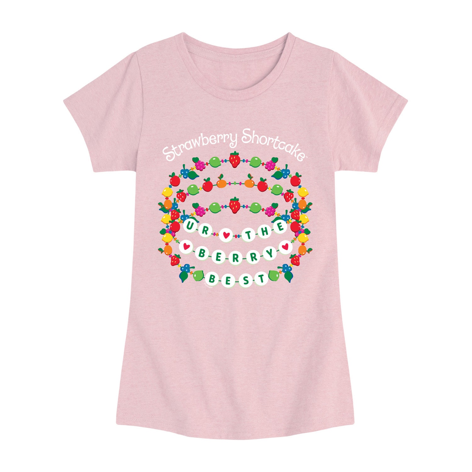 Berry Best Charm Bracelets Big Kid Girls Crew Neck Short Sleeve Regular Fit Strawberry Shortcake Graphic T-Shirt