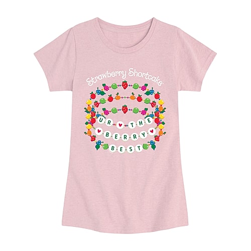 Air Waves Berry Best Charm Bracelets Big Kid Girls Crew Neck Short Sleeve Regular Fit Strawberry Shortcake Gra In Pink