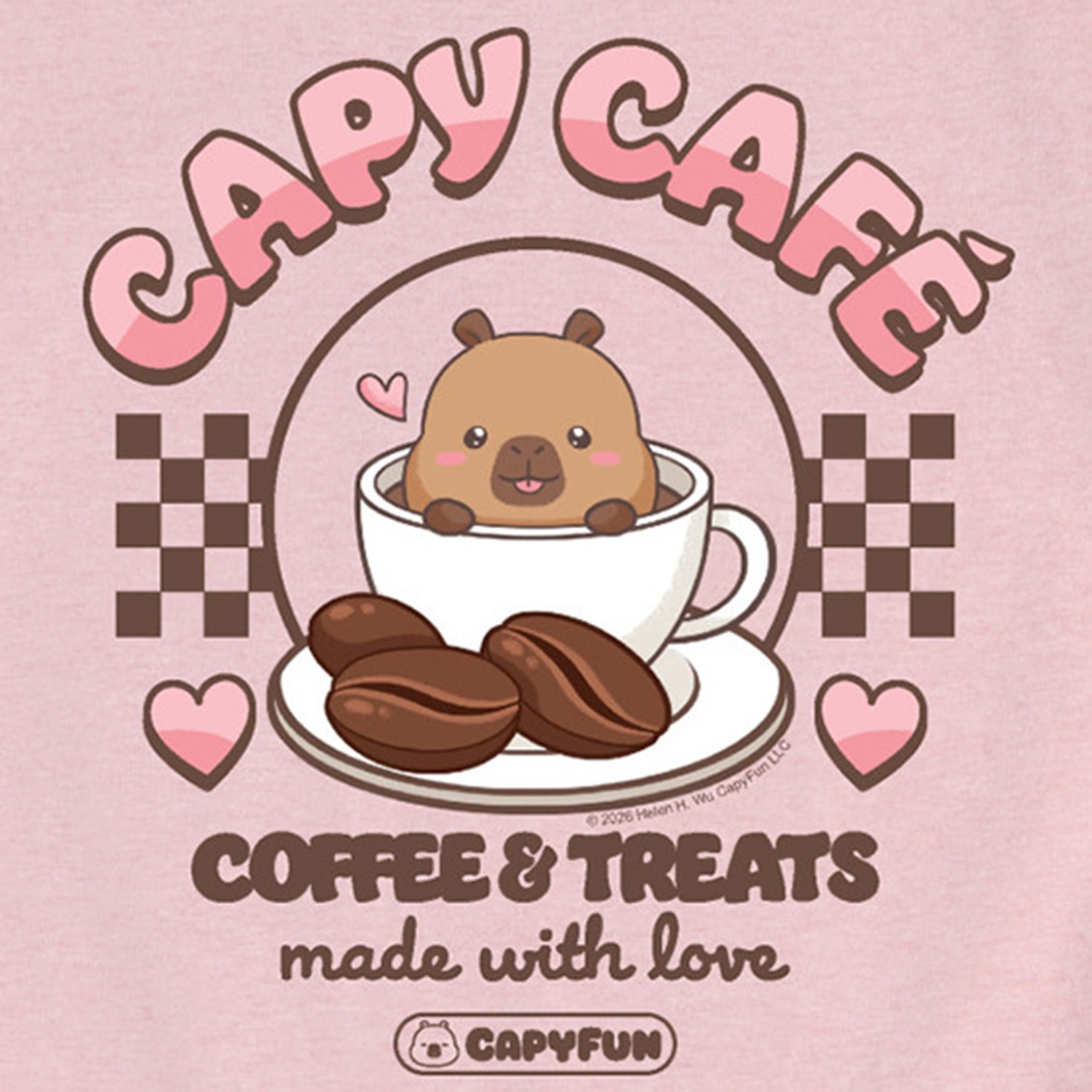 Capybara Cafe Big Kid Girls Crew Neck Short Sleeve Regular Fit Graphic T-Shirt