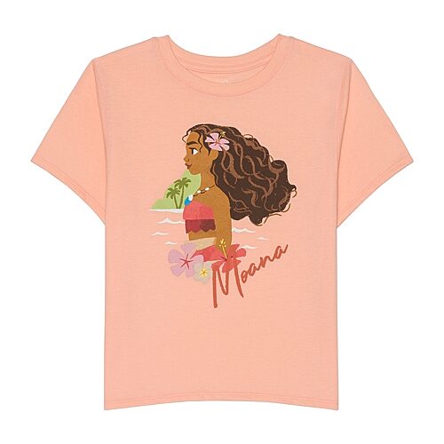 Hybrid Tees Little & Big Kid Girls Crew Neck Short Sleeve Regular Fit Moana Graphic T-shirt In Orange