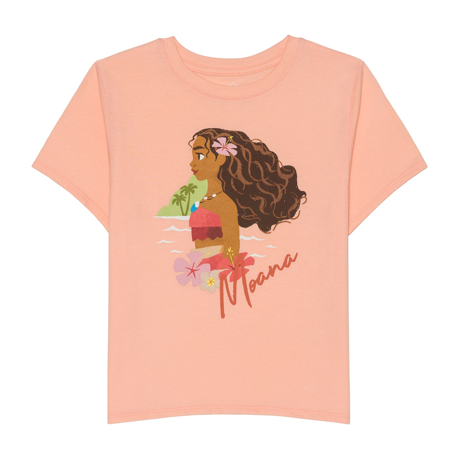 Little & Big Kid Girls Crew Neck Short Sleeve Regular Fit Moana Graphic T-Shirt