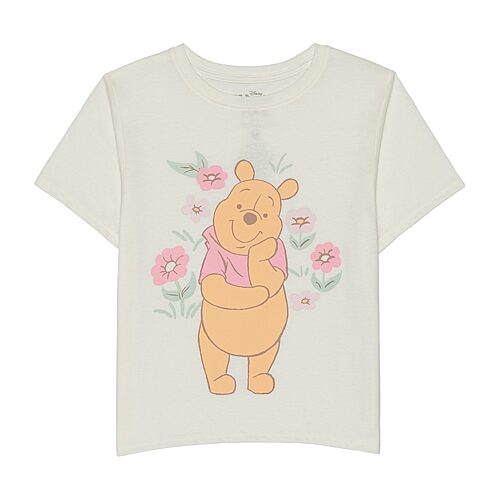 Hybrid Tees Little & Big Kid Girls Crew Neck Short Sleeve Regular Fit Winnie The Pooh Graphic T-shirt In White