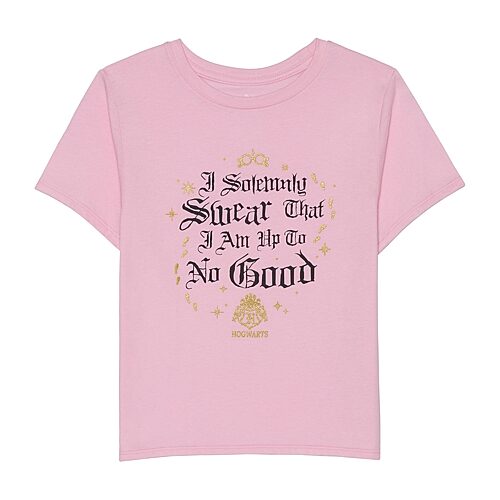 Hybrid Tees Little & Big Kid Girls Crew Neck Short Sleeve Regular Fit Harry Potter Graphic T-shirt In Pink