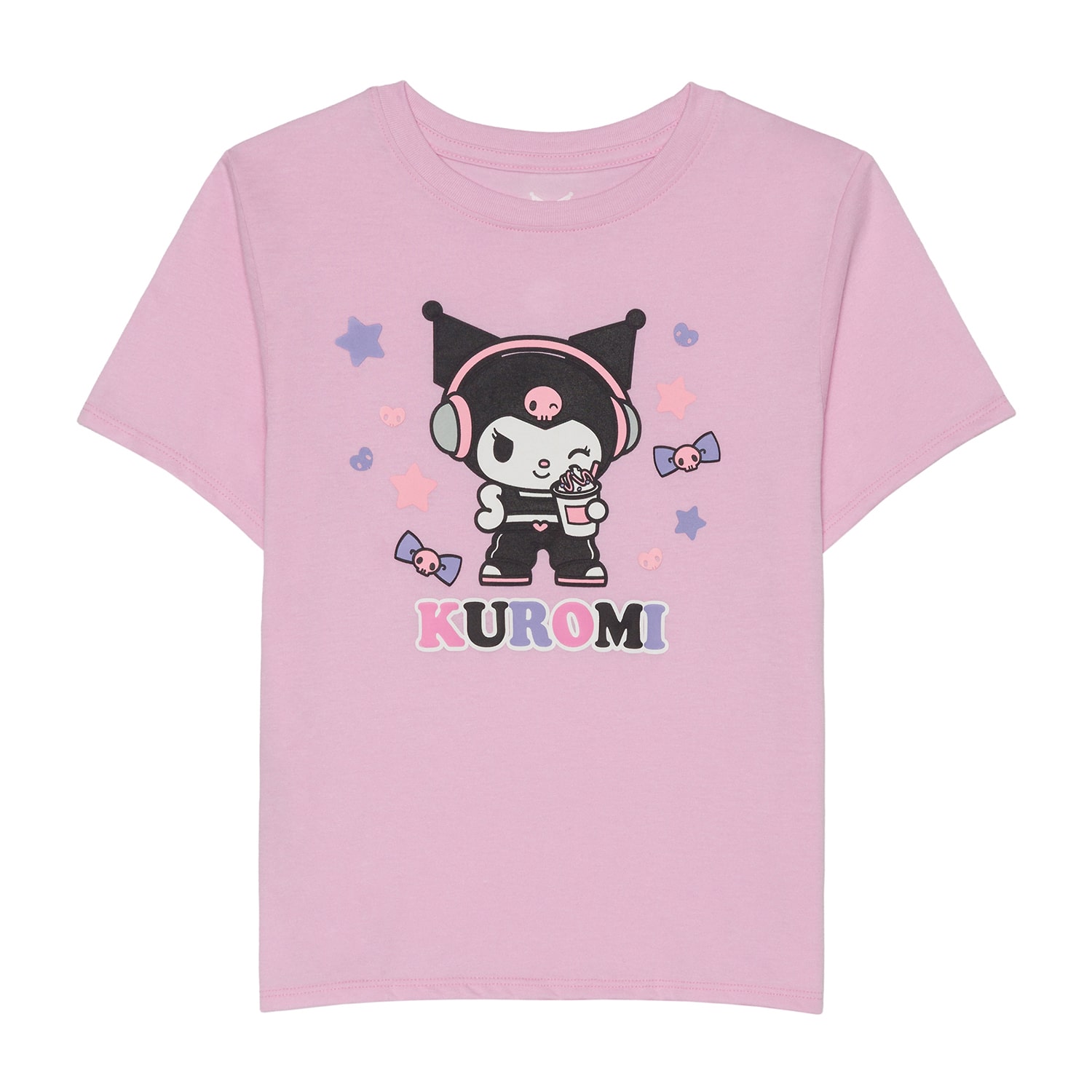 Little & Big Kid Girls Crew Neck Short Sleeve Regular Fit Kuromi Graphic T-Shirt