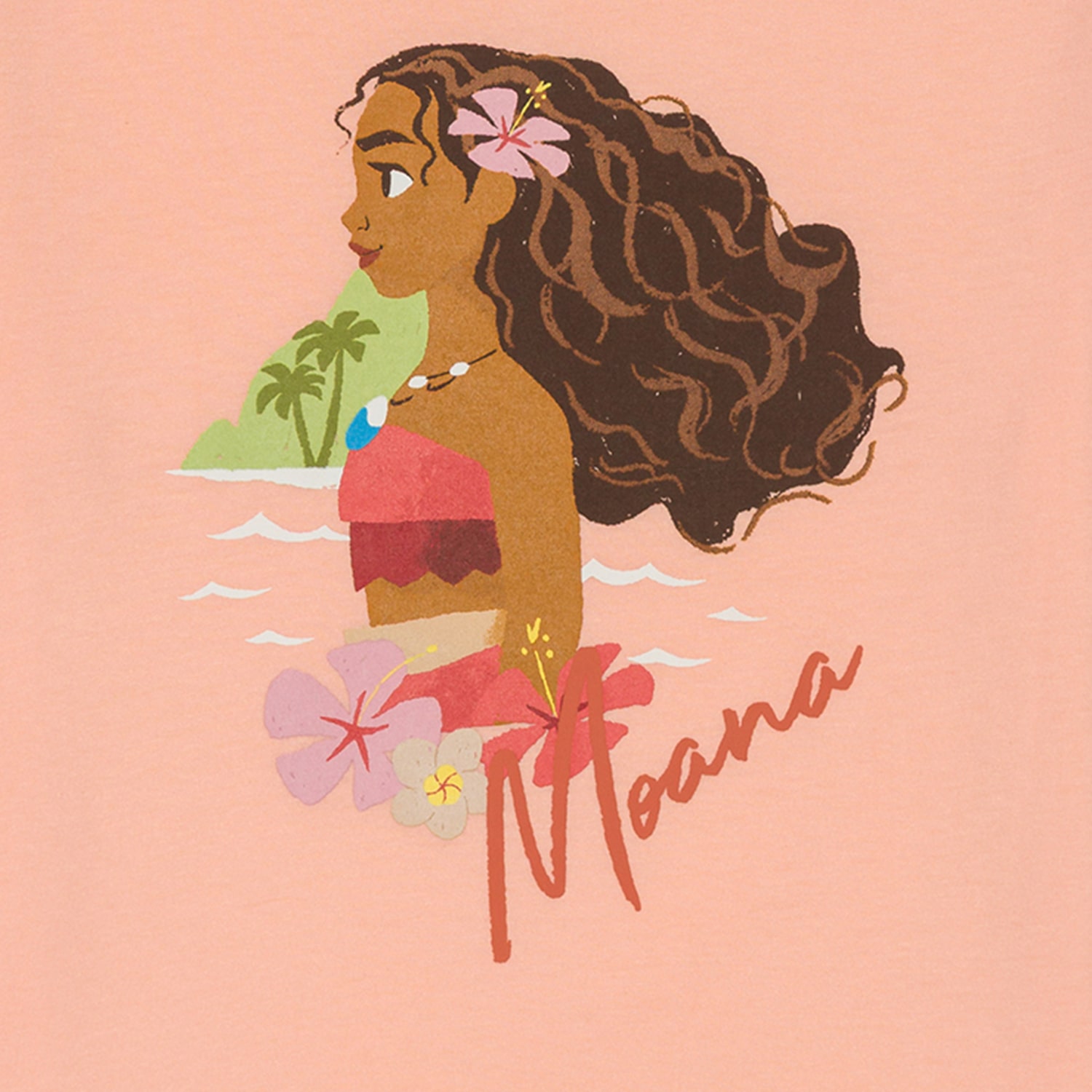 Little & Big Kid Girls Crew Neck Short Sleeve Regular Fit Moana Graphic T-Shirt