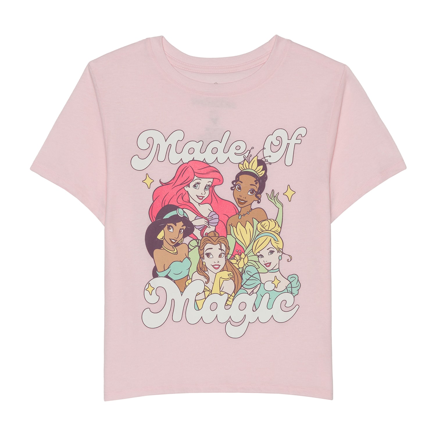 Little & Big Kid Girls Crew Neck Short Sleeve Regular Fit Princess Graphic T-Shirt