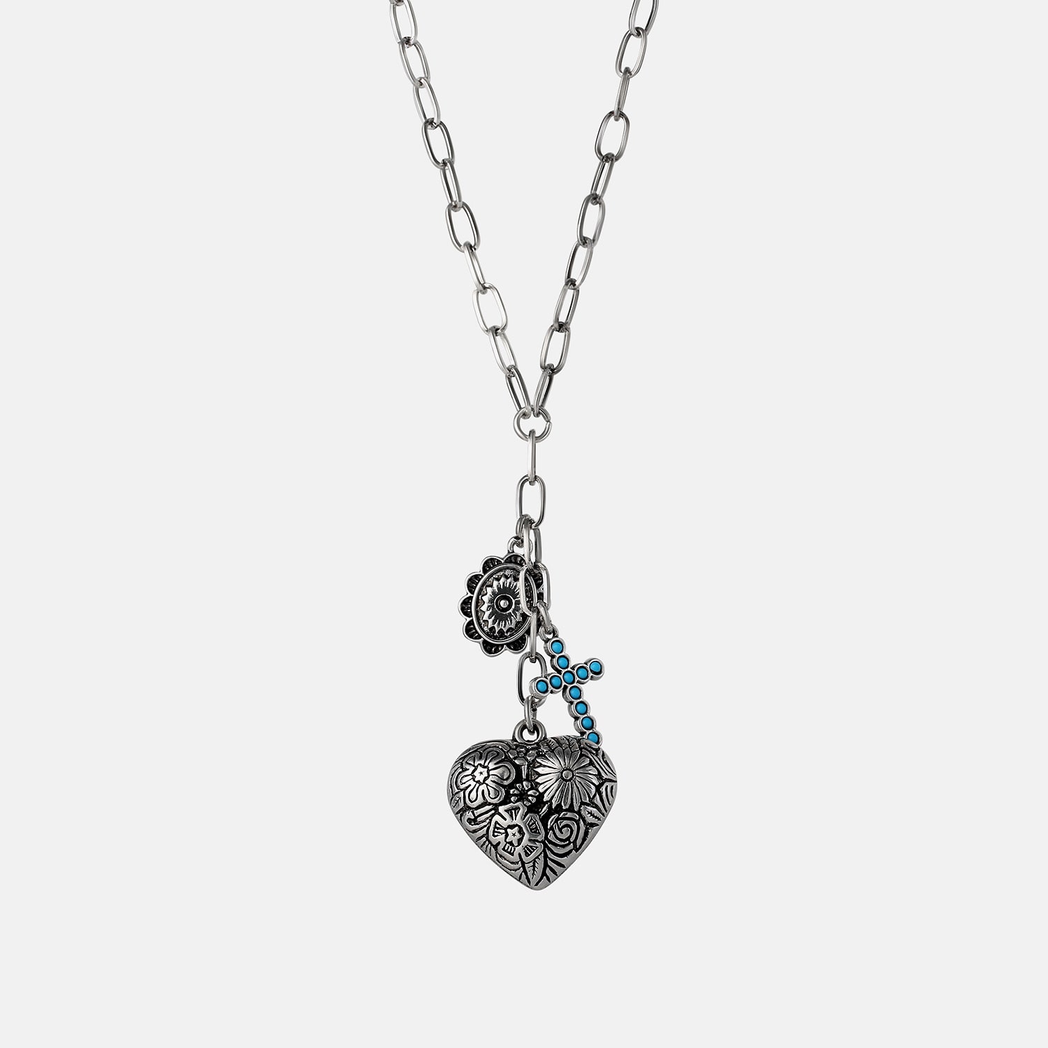 JS Jessica Simpson Womens Turquoise Turquoise Alloy 18 Inch Pendant Necklace