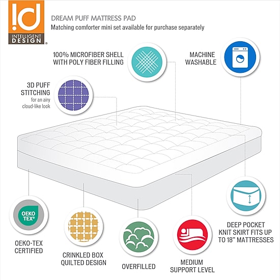Intelligent Design Puff Overload Down Alternative Mattress Pad