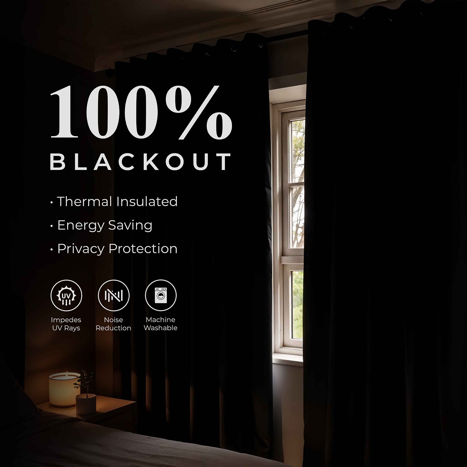 SUPERIOR® Nyan Grommet Top 100% Blackout Set of 2 Curtain Panel