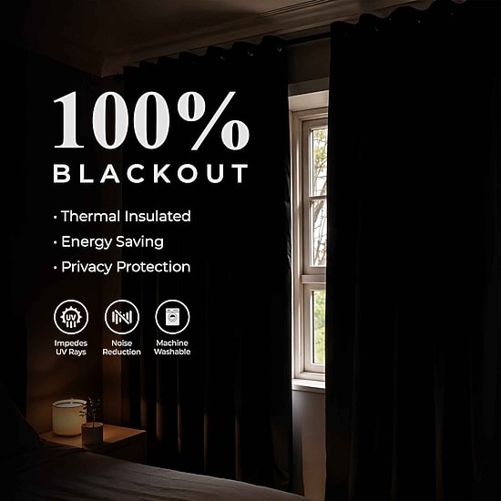 SUPERIOR® Nyan Grommet Top 100% Blackout Set of 2 Curtain Panel