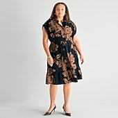 52seven Womens Plus Short Sleeve Floral Shirt Dress