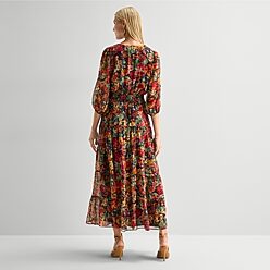 red dress with flowers Fiery Rose Midi Dress– Teuta Matoshi or no bra Long Party Prom Dress Color:Light Brushed Brass Glory Long Sleeve Midi